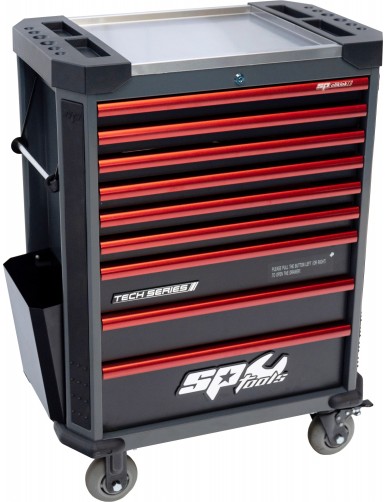 TECH SERIES - ROLLER CABINET 9 DRAWER - DIAMOND BLACK/RED