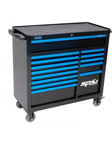 424 PC TOOLKIT IN CUSTOM SERIES ROLLER CAB 14 DRAWERS BLACK/ BLUE