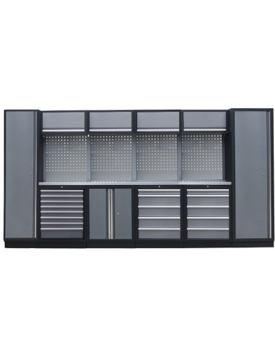 PROFESSIONAL GARAGE SERIES W/4 BACKING PANEL AND 2 TALL CABINETS