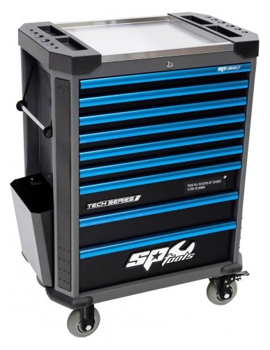 381PC TOOLKIT IN TECH SERIES ROLLER CAB 9 DRAWERS DIAMONDBLACK/ BLUE